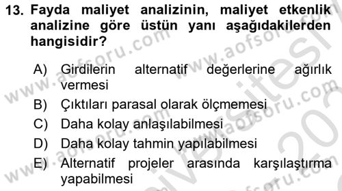 Devlet Bütçesi Dersi 2022 - 2023 Yılı Yaz Okulu Sınav Soruları 13. Soru