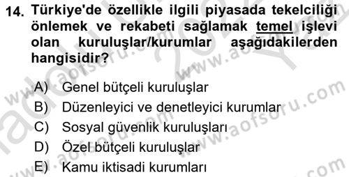 Devlet Bütçesi Dersi 2022 - 2023 Yılı Yaz Okulu Sınav Soruları 14. Soru