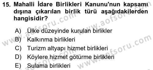 Devlet Bütçesi Dersi 2022 - 2023 Yılı Yaz Okulu Sınav Soruları 15. Soru