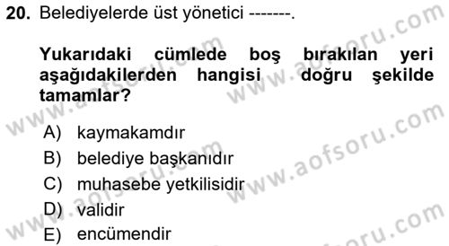 Devlet Bütçesi Dersi 2022 - 2023 Yılı Yaz Okulu Sınav Soruları 20. Soru