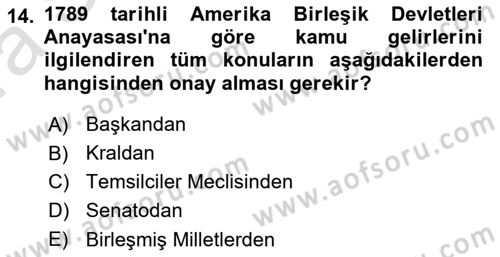 Devlet Bütçesi Dersi Ara Sınavı Deneme Sınav Soruları 14. Soru