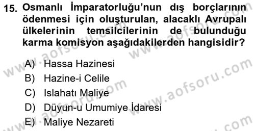 Devlet Bütçesi Dersi Ara Sınavı Deneme Sınav Soruları 15. Soru