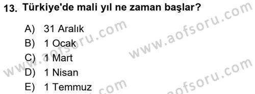 Devlet Bütçesi Dersi 2023 - 2024 Yılı (Final) Dönem Sonu Sınav Soruları 13. Soru