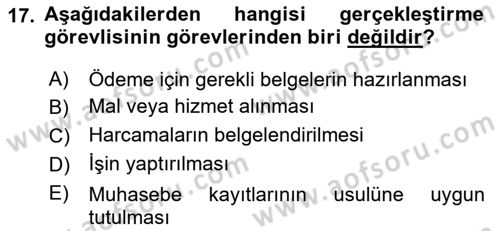 Devlet Bütçesi Dersi 2023 - 2024 Yılı (Final) Dönem Sonu Sınav Soruları 17. Soru