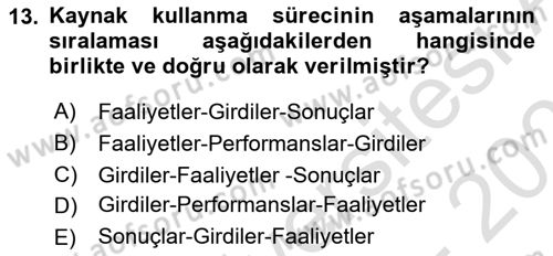 Devlet Bütçesi Dersi 2025 - 2026 Yılı (Vize) Ara Sınav Soruları 13. Soru