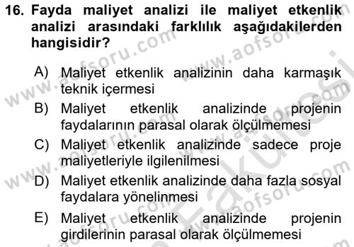 Devlet Bütçesi Dersi 2025 - 2026 Yılı (Vize) Ara Sınav Soruları 16. Soru