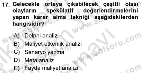 Devlet Bütçesi Dersi 2025 - 2026 Yılı (Vize) Ara Sınav Soruları 17. Soru