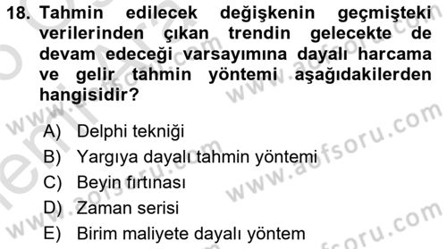 Devlet Bütçesi Dersi 2025 - 2026 Yılı (Vize) Ara Sınav Soruları 18. Soru
