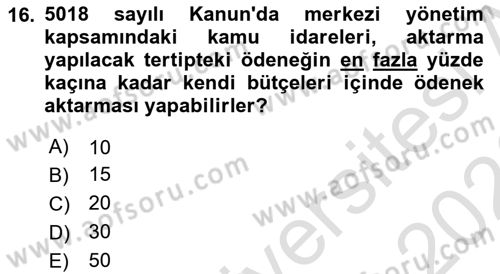 Devlet Bütçesi Dersi 2025 - 2026 Yılı (Final) Dönem Sonu Sınav Soruları 16. Soru