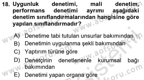Devlet Bütçesi Dersi 2025 - 2026 Yılı (Final) Dönem Sonu Sınav Soruları 18. Soru