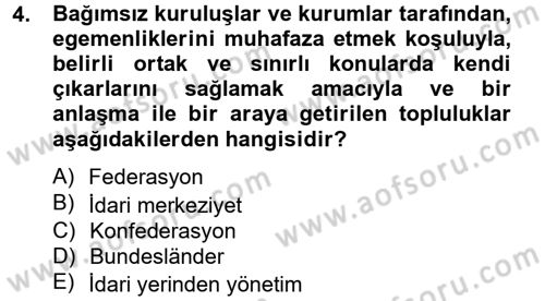 Mahalli İdareler Maliyesi Dersi 2012 - 2013 Yılı (Vize) Ara Sınav Soruları 4. Soru