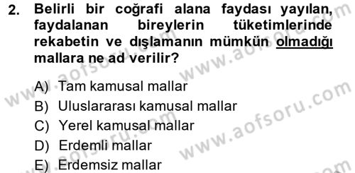 Mahalli İdareler Maliyesi Dersi 2013 - 2014 Yılı (Vize) Ara Sınav Soruları 2. Soru