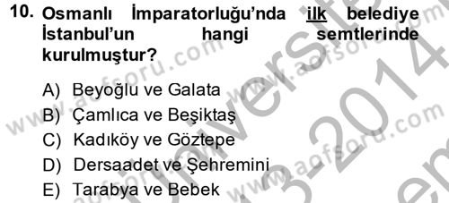 Mahalli İdareler Maliyesi Dersi 2013 - 2014 Yılı (Final) Dönem Sonu Sınav Soruları 10. Soru