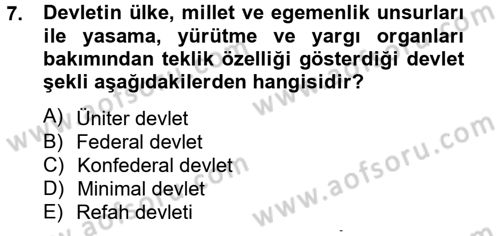 Mahalli İdareler Maliyesi Dersi 2013 - 2014 Yılı Tek Ders Sınav Soruları 7. Soru