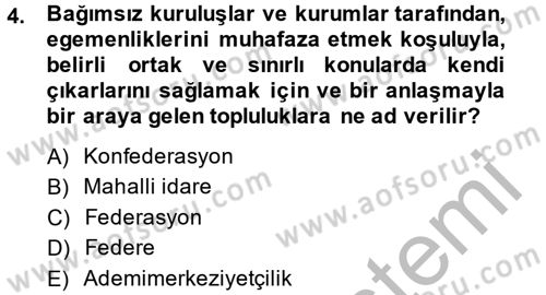 Mahalli İdareler Maliyesi Dersi 2014 - 2015 Yılı (Vize) Ara Sınav Soruları 4. Soru