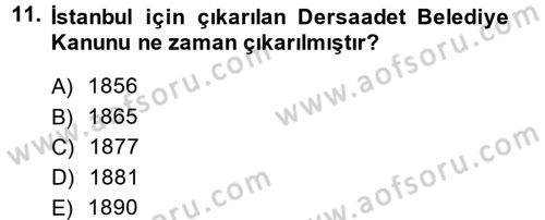 Mahalli İdareler Maliyesi Dersi 2014 - 2015 Yılı Tek Ders Sınav Soruları 11. Soru