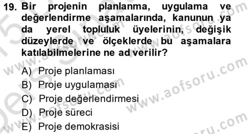 Mahalli İdareler Maliyesi Dersi 2014 - 2015 Yılı Tek Ders Sınav Soruları 19. Soru