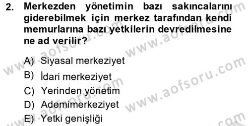 Mahalli İdareler Maliyesi Dersi 2014 - 2015 Yılı Tek Ders Sınav Soruları 2. Soru