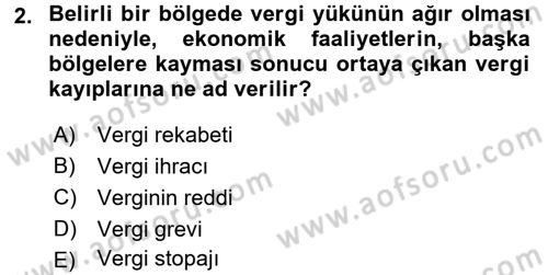 Mahalli İdareler Maliyesi Dersi 2015 - 2016 Yılı (Vize) Ara Sınav Soruları 2. Soru