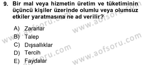 Mahalli İdareler Maliyesi Dersi 2015 - 2016 Yılı (Vize) Ara Sınav Soruları 9. Soru