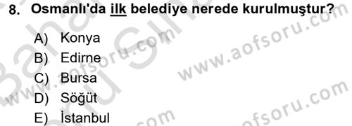 Mahalli İdareler Maliyesi Dersi 2015 - 2016 Yılı (Final) Dönem Sonu Sınav Soruları 8. Soru