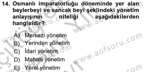 Mahalli İdareler Maliyesi Dersi 2016 - 2017 Yılı 3 Ders Sınav Soruları 14. Soru