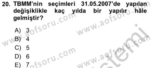 Mahalli İdareler Maliyesi Dersi 2016 - 2017 Yılı 3 Ders Sınav Soruları 20. Soru