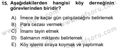 Mahalli İdareler Maliyesi Dersi 2016 - 2017 Yılı (Final) Dönem Sonu Sınav Soruları 15. Soru