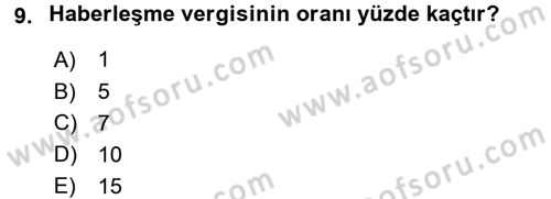 Mahalli İdareler Maliyesi Dersi 2016 - 2017 Yılı (Final) Dönem Sonu Sınav Soruları 9. Soru