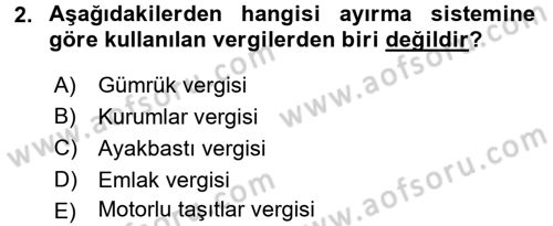 Mahalli İdareler Maliyesi Dersi 2017 - 2018 Yılı 3 Ders Sınav Soruları 2. Soru