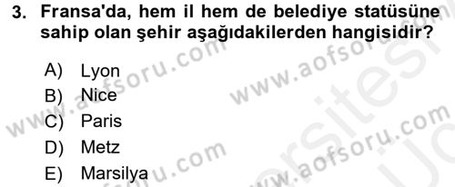 Mahalli İdareler Maliyesi Dersi 2017 - 2018 Yılı 3 Ders Sınav Soruları 3. Soru