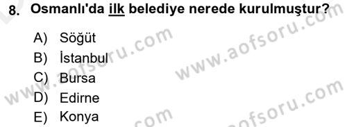 Mahalli İdareler Maliyesi Dersi 2017 - 2018 Yılı 3 Ders Sınav Soruları 8. Soru