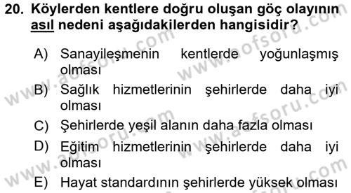 Mahalli İdareler Maliyesi Dersi 2017 - 2018 Yılı (Vize) Ara Sınav Soruları 20. Soru