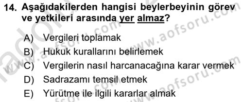 Mahalli İdareler Maliyesi Dersi 2018 - 2019 Yılı 3 Ders Sınav Soruları 14. Soru