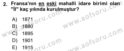 Mahalli İdareler Maliyesi Dersi 2018 - 2019 Yılı 3 Ders Sınav Soruları 2. Soru