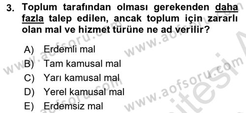 Mahalli İdareler Maliyesi Dersi 2018 - 2019 Yılı 3 Ders Sınav Soruları 3. Soru