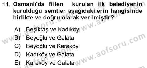 Mahalli İdareler Maliyesi Dersi 2018 - 2019 Yılı Yaz Okulu Sınav Soruları 11. Soru