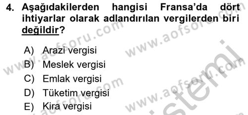 Mahalli İdareler Maliyesi Dersi 2018 - 2019 Yılı Yaz Okulu Sınav Soruları 4. Soru