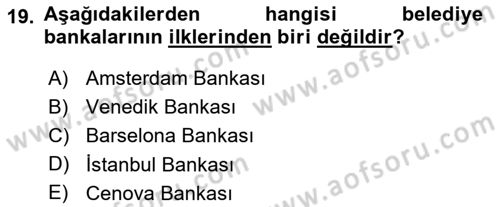 Mahalli İdareler Maliyesi Dersi 2020 - 2021 Yılı Yaz Okulu Sınav Soruları 19. Soru