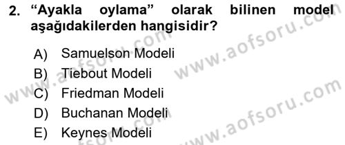 Mahalli İdareler Maliyesi Dersi 2021 - 2022 Yılı (Vize) Ara Sınav Soruları 2. Soru