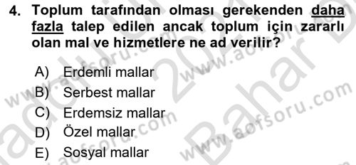 Mahalli İdareler Maliyesi Dersi 2021 - 2022 Yılı (Vize) Ara Sınav Soruları 4. Soru