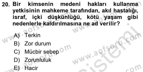 Mahalli İdareler Maliyesi Dersi 2021 - 2022 Yılı Yaz Okulu Sınav Soruları 20. Soru