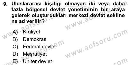Mahalli İdareler Maliyesi Dersi 2021 - 2022 Yılı Yaz Okulu Sınav Soruları 9. Soru