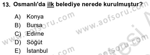Mahalli İdareler Maliyesi Dersi 2022 - 2023 Yılı Yaz Okulu Sınav Soruları 13. Soru