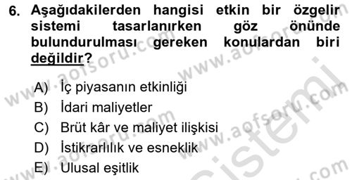 Mahalli İdareler Maliyesi Dersi 2022 - 2023 Yılı Yaz Okulu Sınav Soruları 6. Soru