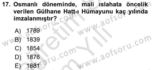 Mahalli İdareler Maliyesi Dersi 2023 - 2024 Yılı Yaz Okulu Sınav Soruları 17. Soru