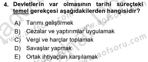 Mahalli İdareler Maliyesi Dersi 2024 - 2025 Yılı (Final) Dönem Sonu Sınav Soruları 4. Soru