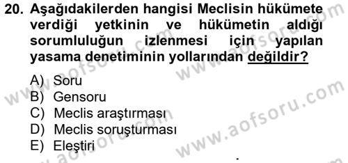 Kamu Mali Yönetimi Dersi 2012 - 2013 Yılı (Vize) Ara Sınav Soruları 20. Soru
