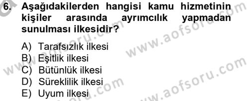 Kamu Mali Yönetimi Dersi 2012 - 2013 Yılı (Vize) Ara Sınav Soruları 6. Soru