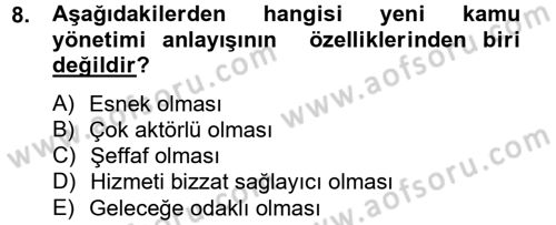 Kamu Mali Yönetimi Dersi 2012 - 2013 Yılı (Vize) Ara Sınav Soruları 8. Soru